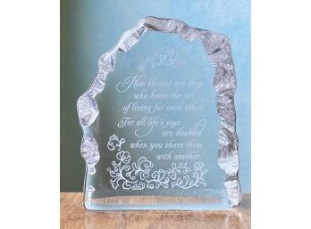 'How Blessed They Are...' Small Glass Decor Piece With Quote