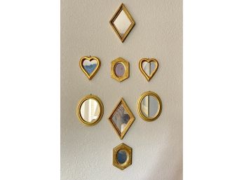 8 Pc. Collection Of Small Gold Framed Mirrors