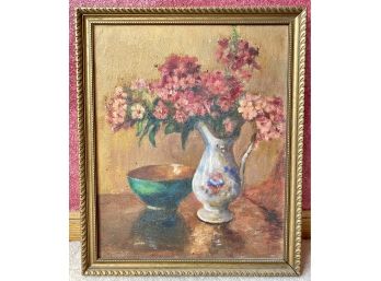 Signed Painting Of Flower Vase And Bowl By MA Watson