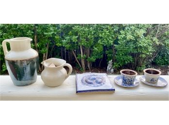 Collection Of Ceramic Items Including Williamsburg Salt Glaze Ware Small Pitcher