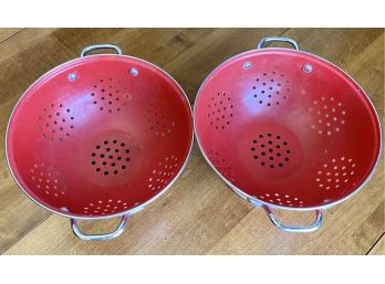 Two Red Strainers
