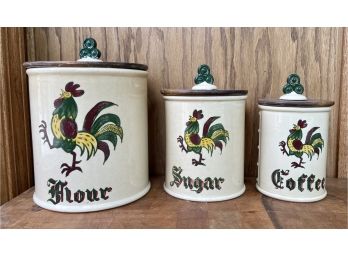 6 Pc. Vintage Canister Set- Ceramic Popptrail By Metlox Of California