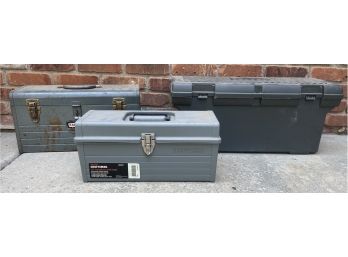 Collection Of Three Tool Boxes, On Vintage Craftsman, One Rubermaid, With Contents