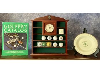 Golf Ball Display, Golf Plate, And Old Golfers Catalog Book