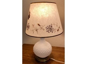 Pretty Milk Glass Lamp With Floral Shade