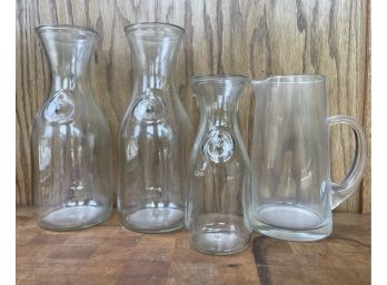 4 Pc. Beverage Lot Including 3 Carafs And 1 Pitcher