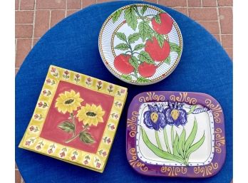 Flower And Vegatable Themed Plates By TableArts, R.B Bernarda And Fiascoine (Need Some Cleaning)