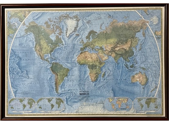 Framed National Geographic The Physical World Map.