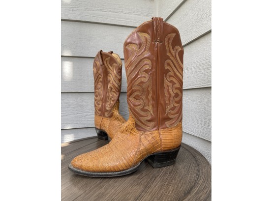 Tony Lama Horn Back Caiman Western Boots Men's Size 10D
