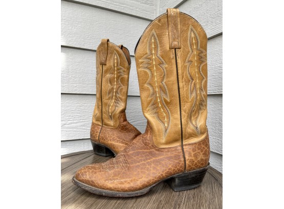 Lucchese 2000 Tan Leather Western Boots Men's Size 10