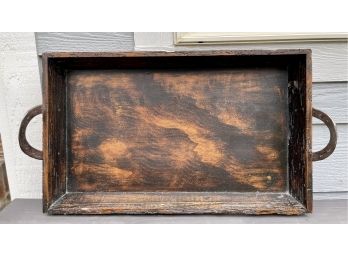 Wood Tray With Horseshoe Handles And Concho Accents