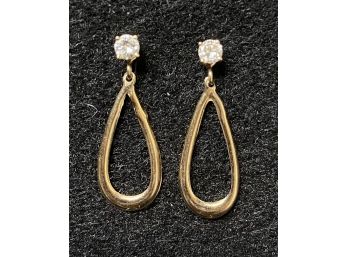 14K Earrings With Cubic Zirconia Stones (1.07 Grams)