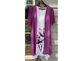 NWT 2 Pc. Tendency Dress With Cover In White/ Purple Floral Women's Size Large