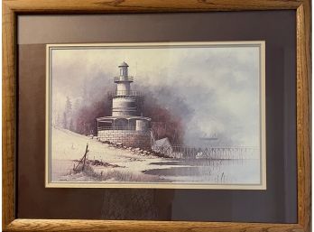 Light House Print In Oak Frame