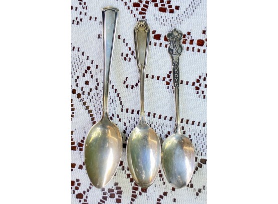 Three Petite Sterling Spoons Including Teddy Sterling Spoon