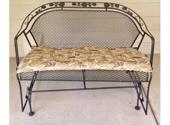 Outdoor Iron Patio Rocker With Rose Motif And Cushion (Please Read Description)