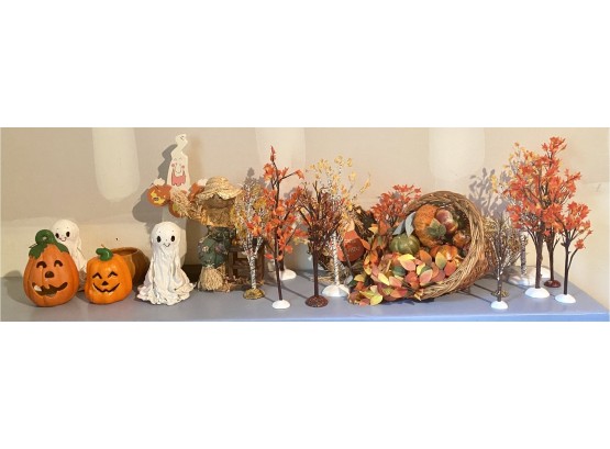 Lot Of Fall Decor Incl Department 56 Trees