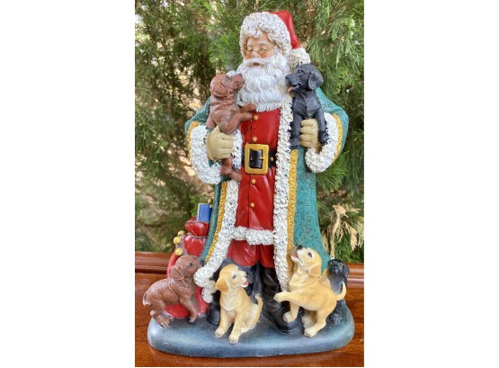 Santa With Puppies Figurine