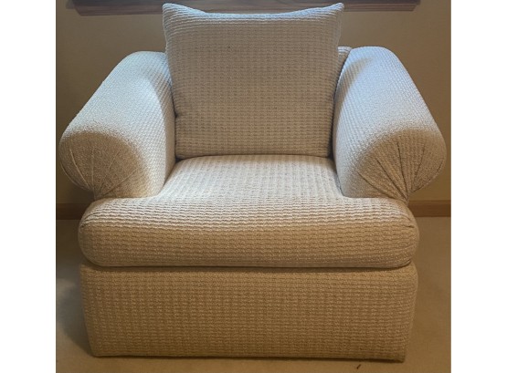 White Upholstered Arm Chair With Removable Cushions