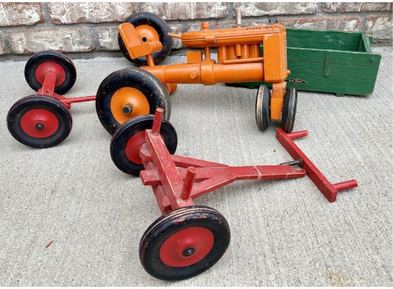 Wooden Tractor Toy Parts For Repair Or Play