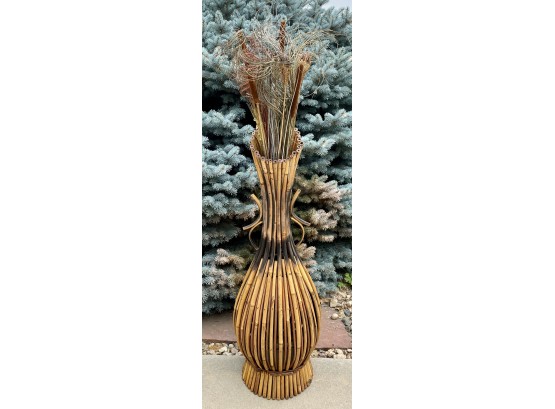 Reed Vase With Faux Reeds
