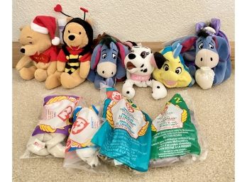 Lot Of Disney Store Mini Bean Bag Stuffed Toys And Mcdonalds Happy Meal Teeny Beanies