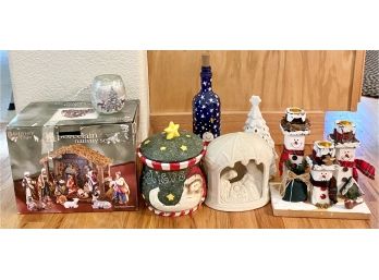 Lot Of Christmas Decor Included Cookie Jar Nativity Set And More!
