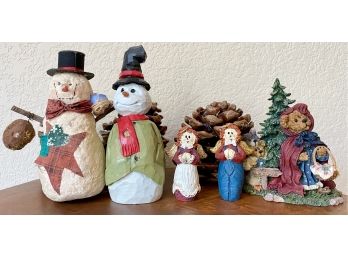 Collection Of Christmas Themed Figurines Including One Boyd Bear