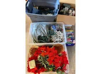 Lot Of Christmas Lights  And Poinsettias