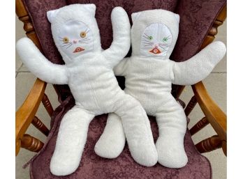 Two Adorable  Vintage Home Made Stuffed Cat  Plush Animals