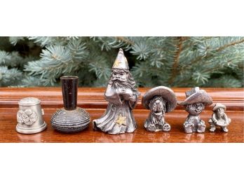 Collection Of  Miniature Figurines Including A Pewter Wizard And More