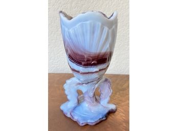 Pretty Marble Milk Glass Vase.