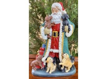 Santa With Puppies Figurine