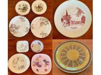 Collection Of Plates Incl. Hand Painted Made In America Oven Proof Plate, And Columbia England Porcelain Plate