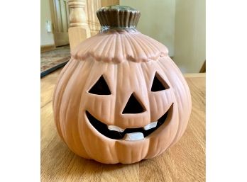 Ceramic Pumpkin Lights Up With Battery Operated Candle (not Included)