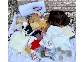 Lot Of Bear Making Supplies! Incl. Growler, Rivets, Patterns, Fabric, Mink Coat, Weighted Stuffing  And More!