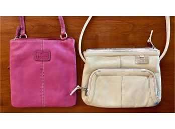 Two Purses, Pink Fossil Handbag And Beige Tiagnello Handbag
