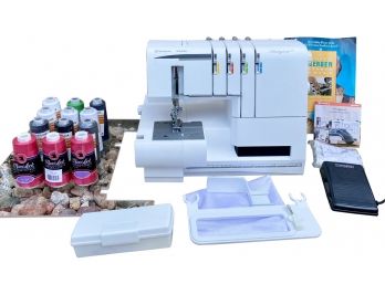 Husqvarna Viking Huskylock S21 Serger Sewing Machine With Accessories And A Box Of Serger Thread