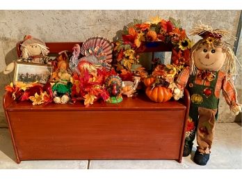 Lot Of Fall Decor Incl Large Scarecrow