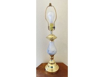 Brass Toned Lamp With Marble