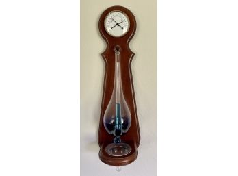 Cherry Wood Wall Weather Station With Thermometer & Barometer