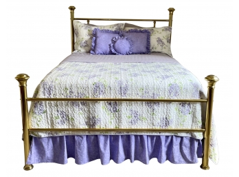 Full Size Brass Bed With Foam Mattress, Box Spring And Bedding