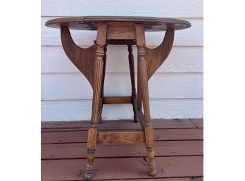 Antique Walnut Drop Leaf Oval Side Table