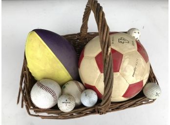 Basket Of Balls Including Soccer And Baseballs