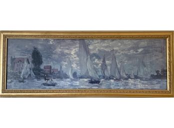 Les Barques-Regates A Argenteuil Monet Reproduction Print In Gold Frame