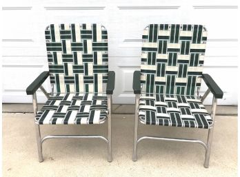 Two Sunbeam Folding Lawn Chairs