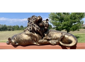 Lion Couple Resin Statue