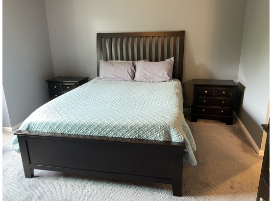 Queen Bed Frame With Two Nightstands