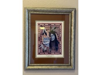 Native American Style Print In Silver Frame