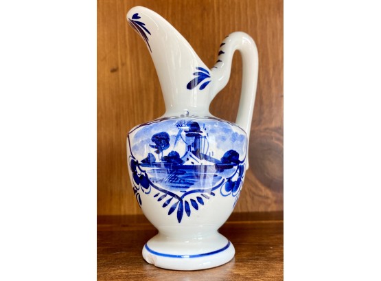 Small Antique Delft Pitcher Made In Holland, 6 Inches Tall